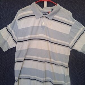 Light Blue and White Striped Polo